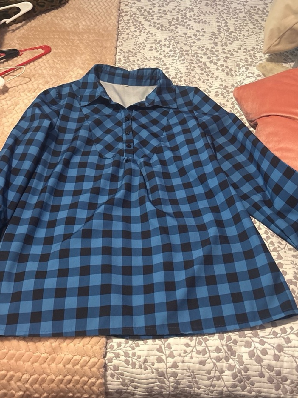 Women’s Blue and Black Check Plaid Shirt